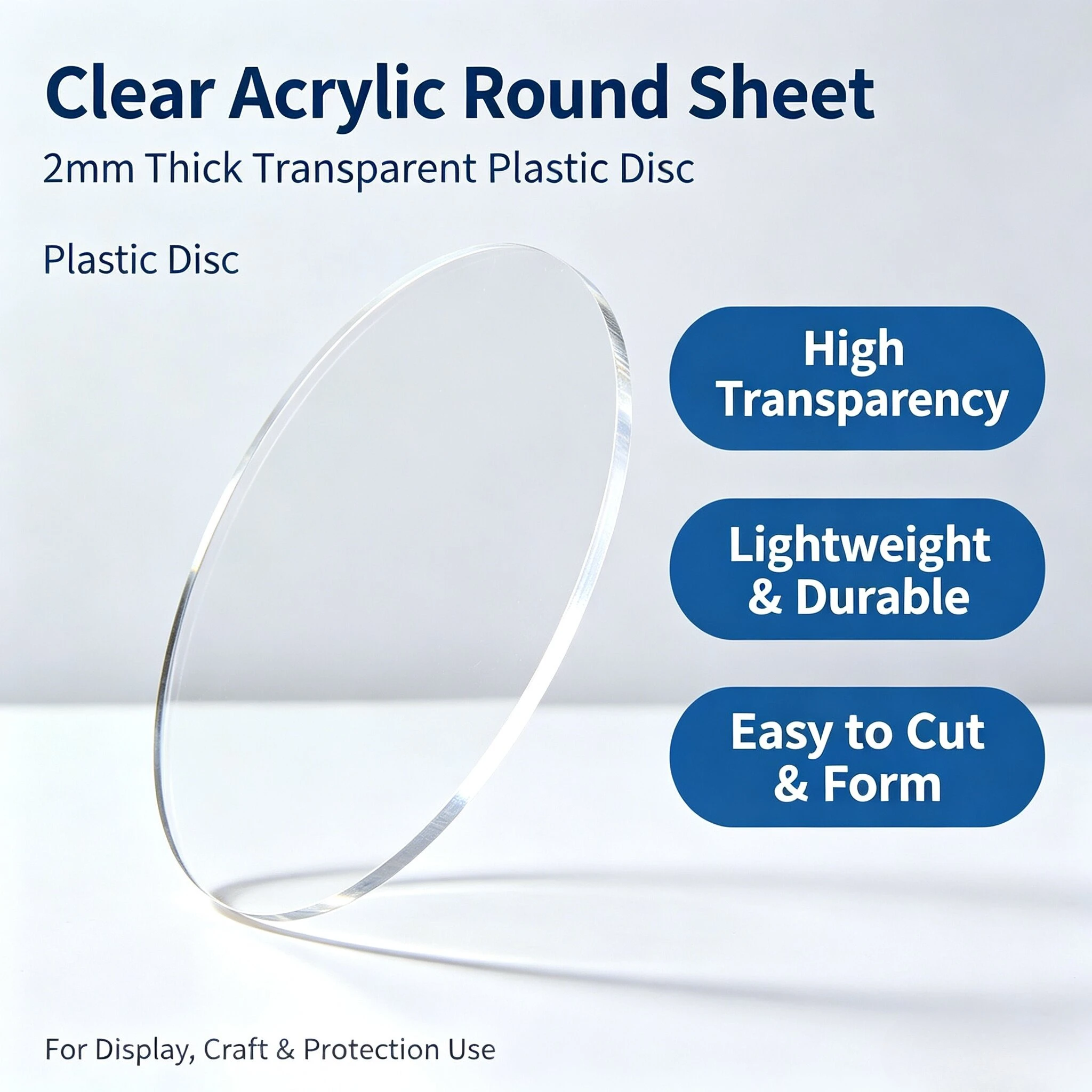 1pcs 2mm Thickness Highly transparent acrylic circular organic glass plate  DIY plastic base Plexiglass