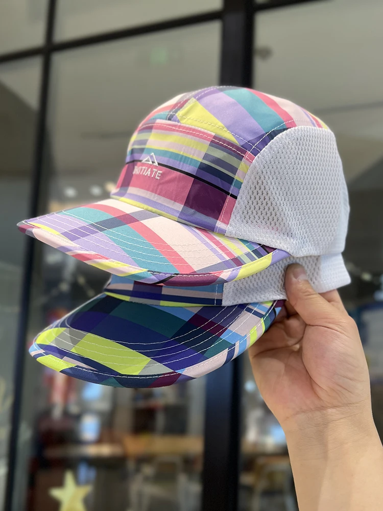 

Plaid baseball cap men's and women's outdoor quick-drying mesh breathable wide-brimmed sunshade cap