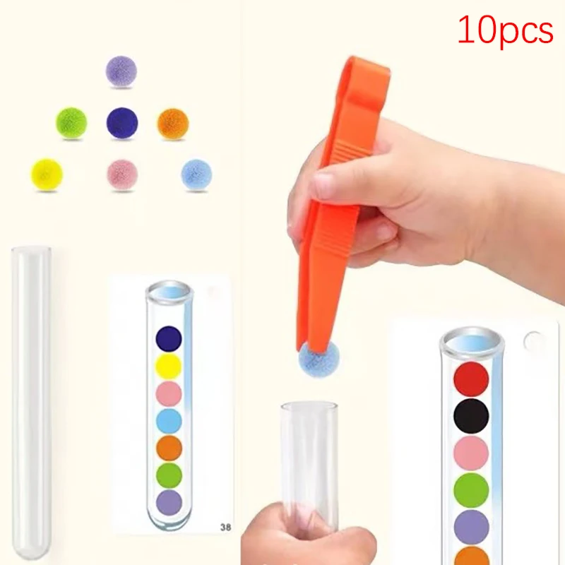 Pince à épiler en plastique durable pour enfants, jouets d'apprentissage de la motricité fine, ensemble d'outils d'étude, 10 pièces