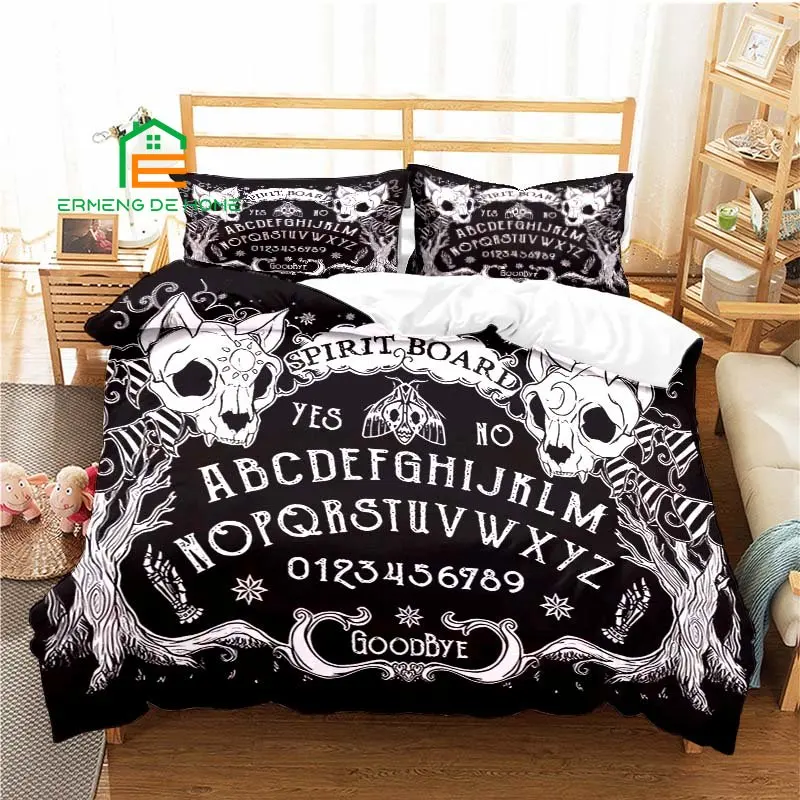 Dark Satanic Ouija Black Cat Duvet Cover Set Bedding for Aldult Boys Bed Set Game Quilt Cover Comforter Cover Bedding Set