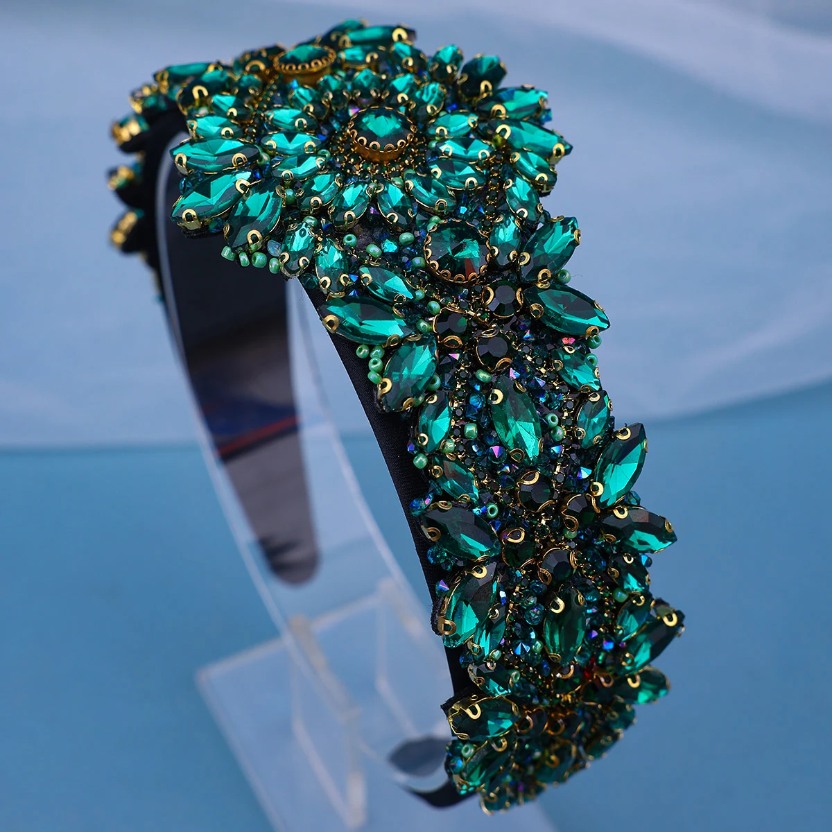 Fashion Baroque Retro Court Headband Luxury High Rhinestone Crystal Hair Band, Korean Style Face Wash Hair Accessories image 3