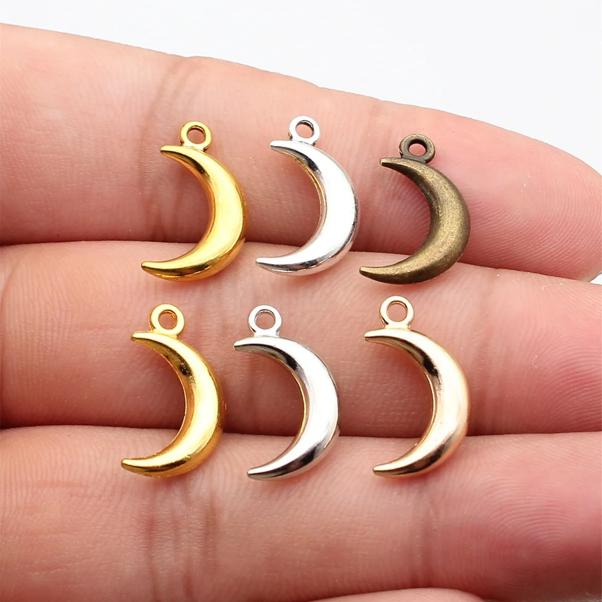 WYSIWYG 10 piezas 18x10mm 6 colores Dijes de luna modernos para hacer joyas, accesorios de joyería DIY