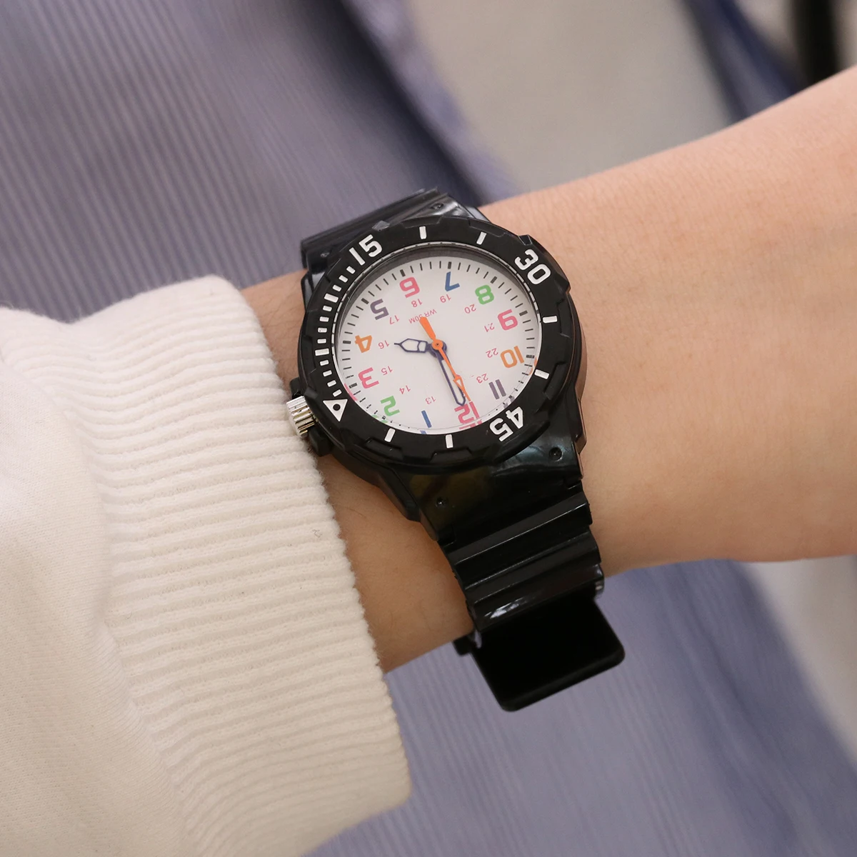 

s Waterproof Watch 50M Bath Swimming Adjustable Pu Band Gift For Boys Girls Wristwatch Blue Colorful Quartz Sport