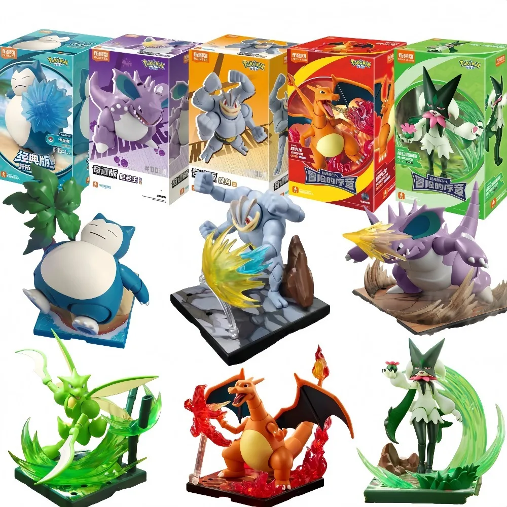 

Blokees Original Pokemon Pikachu Eevee Charmander Charizard Greninja Meowscarada Ceruledge Cartoon Characters Building Block Toy
