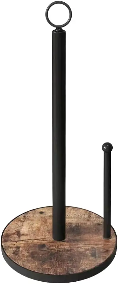 

Farmhouse Paper Towel Holder with Heavy Duty Wood Base, Fits Standard and Jumbo Rolls for Kitchen Countertop