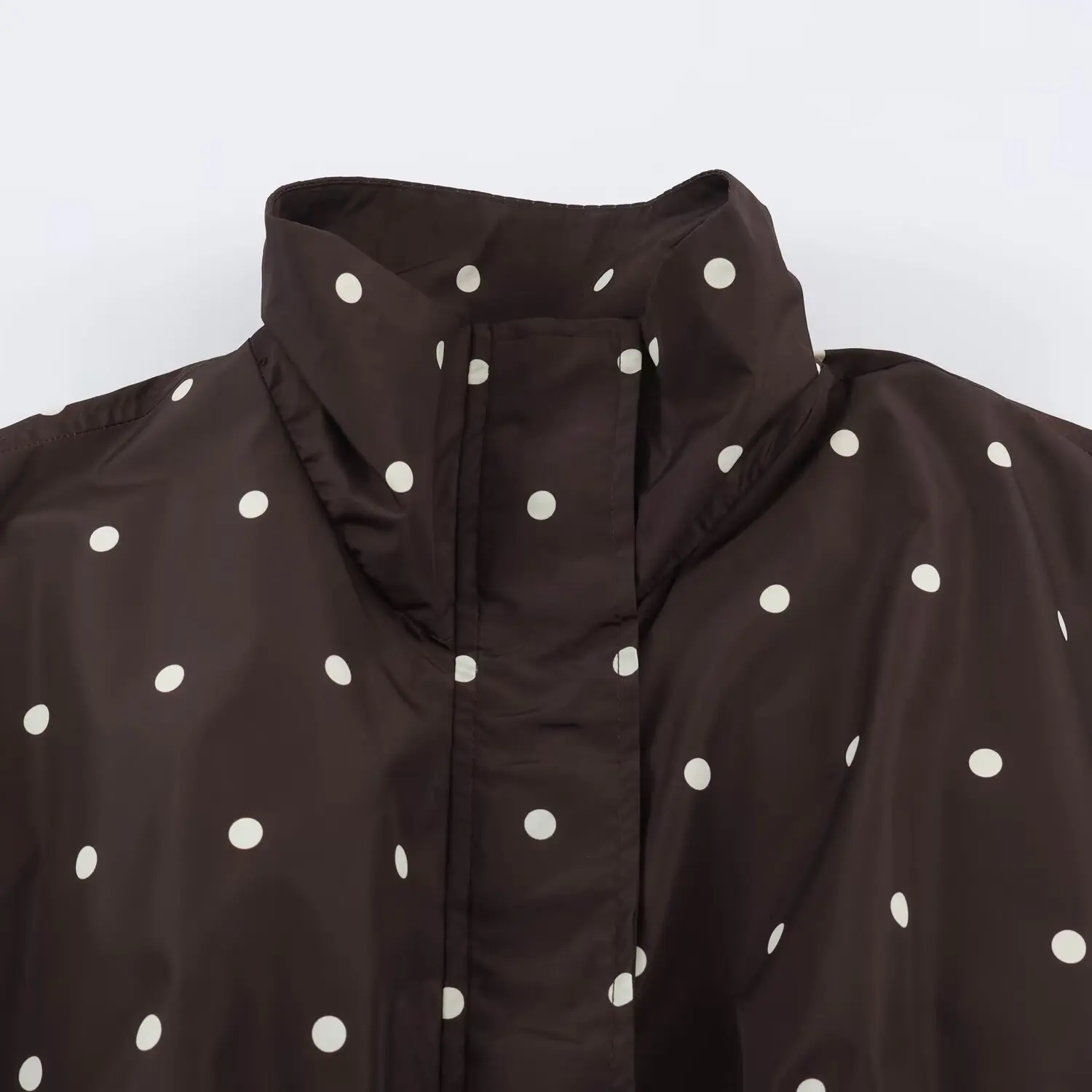 BSAY Damen Bomberjacke mit Polka-Dot-Print, kurz geschnitten, Stehkragen, elastische Ärmelbündchen, lange Ärmel, lässiges Design mit Taschen, kurze Oberbekleidung. – Detail 15