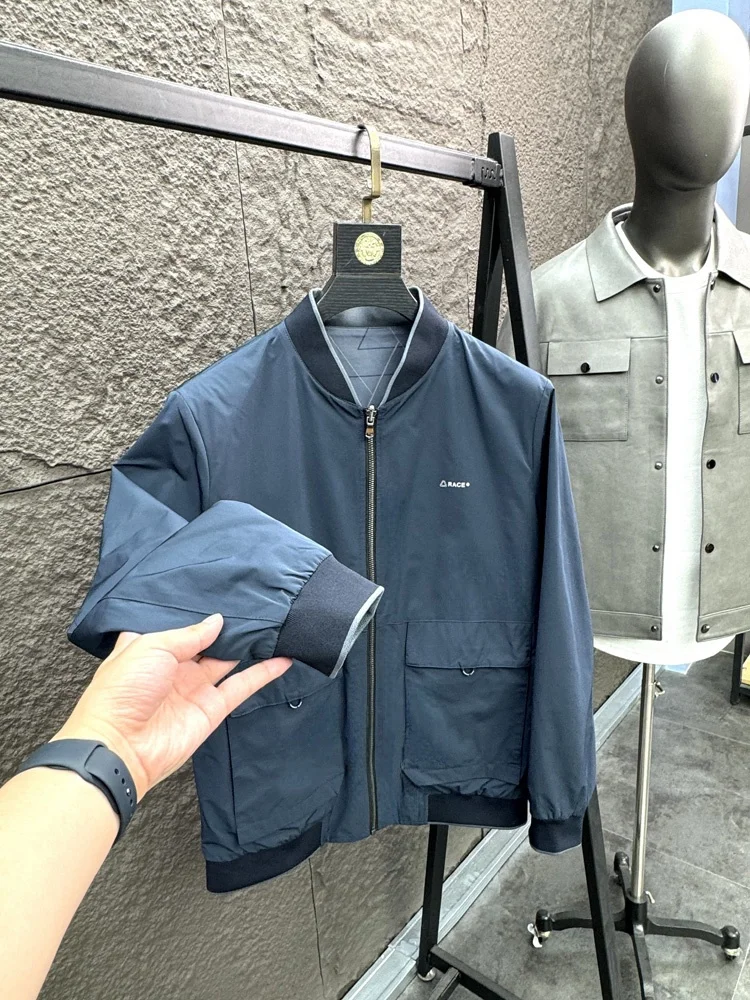 

Svip Men's Faionable Casual Jaet Double-Sided Wear Stand Collar Slim Fit Autumn Outerwear Sli Youth Urban Sle