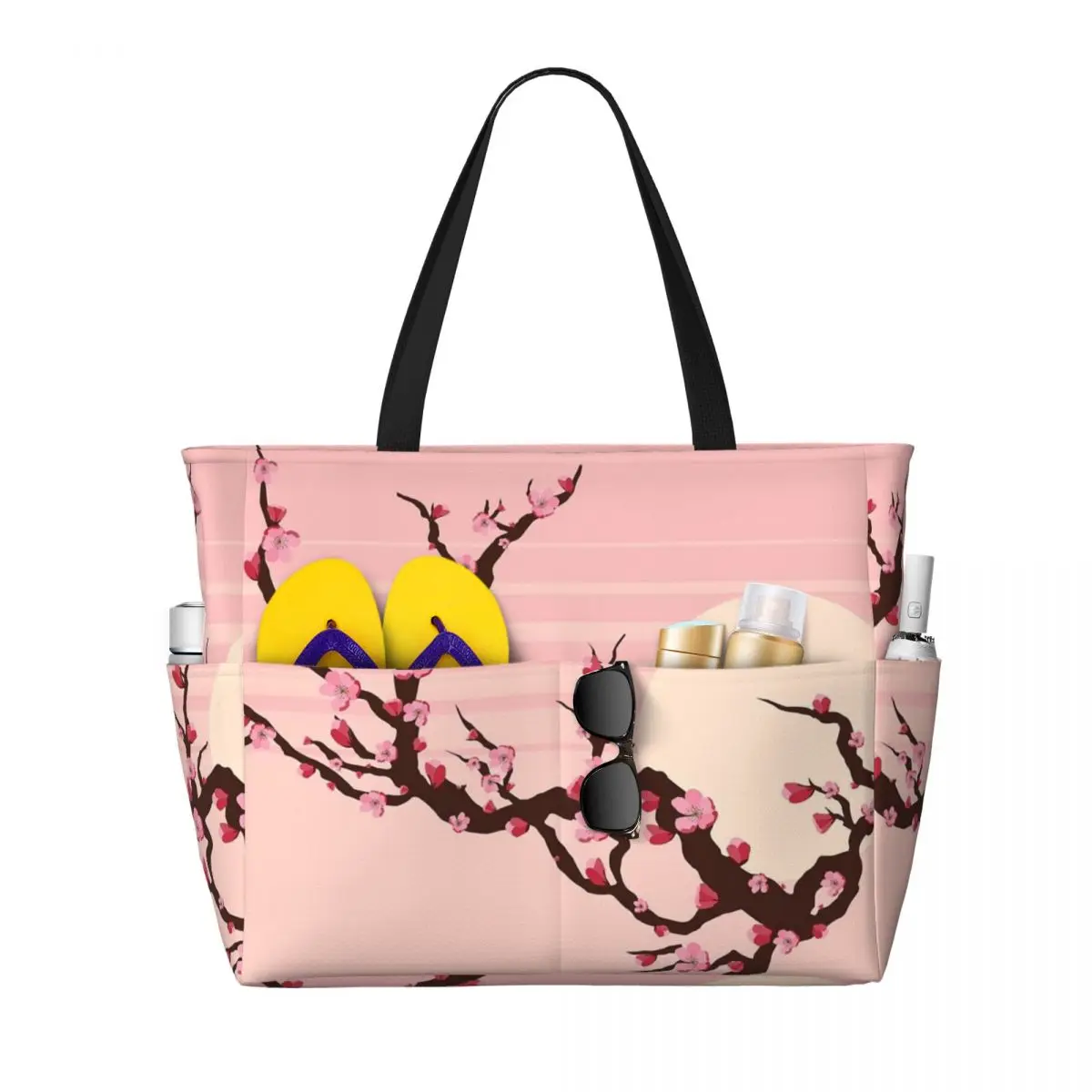 

Japanese Cherry Blossom Pattern Beach Tote Bag Sport Gym Yoga Duffle Large Tote Bag Women Travel Bag Fitness bag