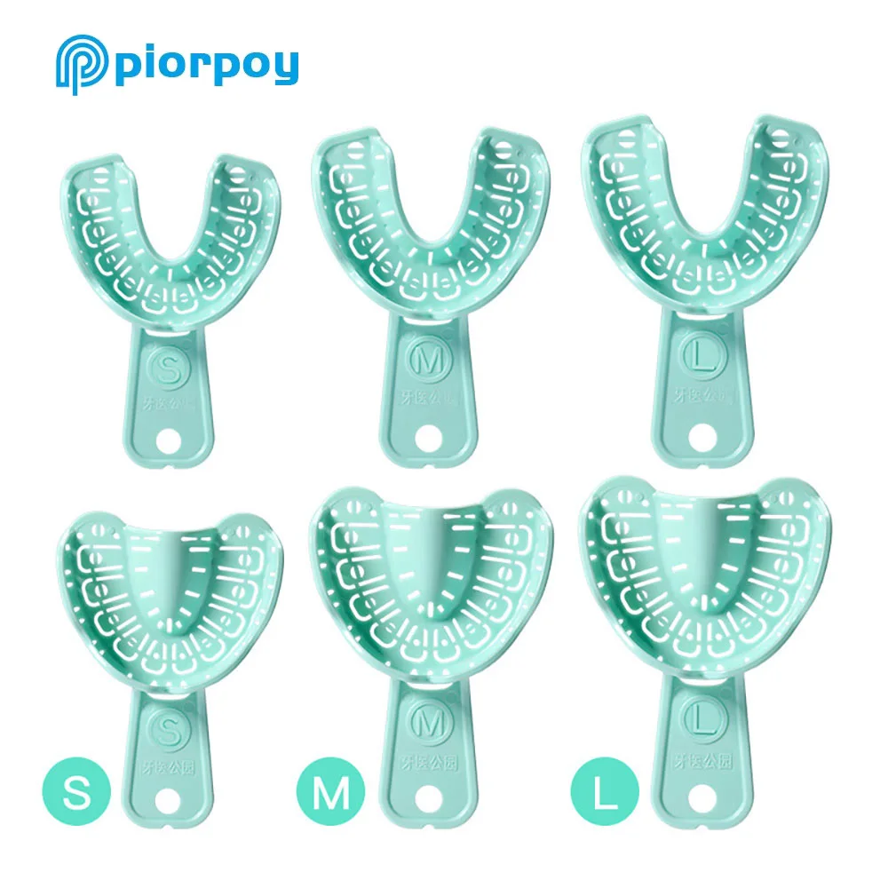 PIORPOY 6 قطعة/المجموعة/المجموعة طقم الانطباع الأسنان صواني أسنان للاستعمال مرة واحدة S/M/L البلاستيك كامل الفم للإزالة قالب جزئي صينية Dipship #3