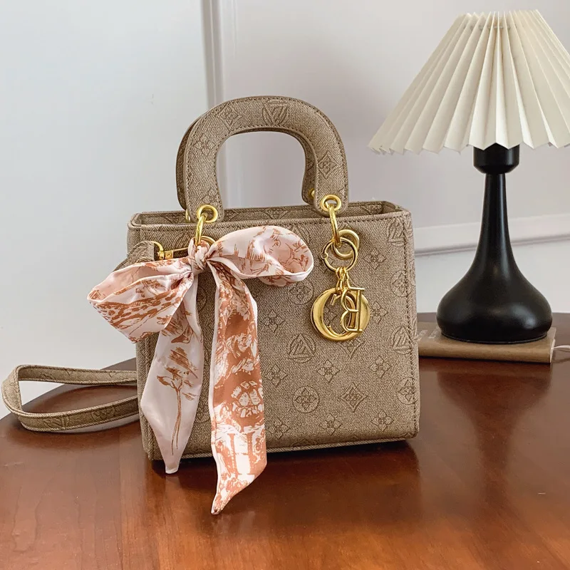 

High End Small Bag Women Designer New Top Handle Purse Vintage Print Lady Dior Bag Chic Shoulder Crossbody Purse