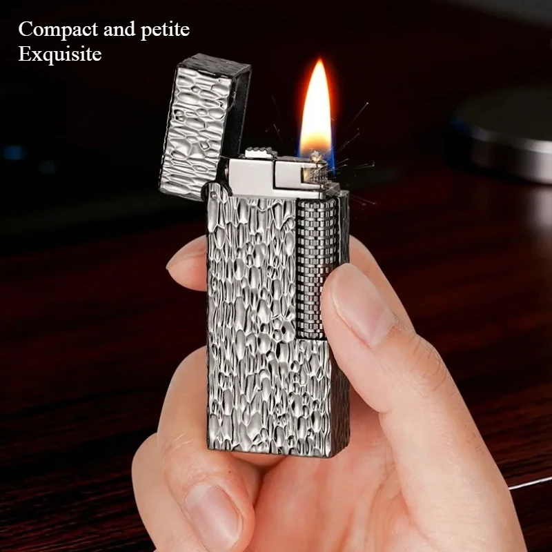 

Зажигалка 2026 Creative Crater Grinding Wheel, элегантная ретро-модель с открытым пламенем, рельефная, высококачественный подарок для деловых мужчин