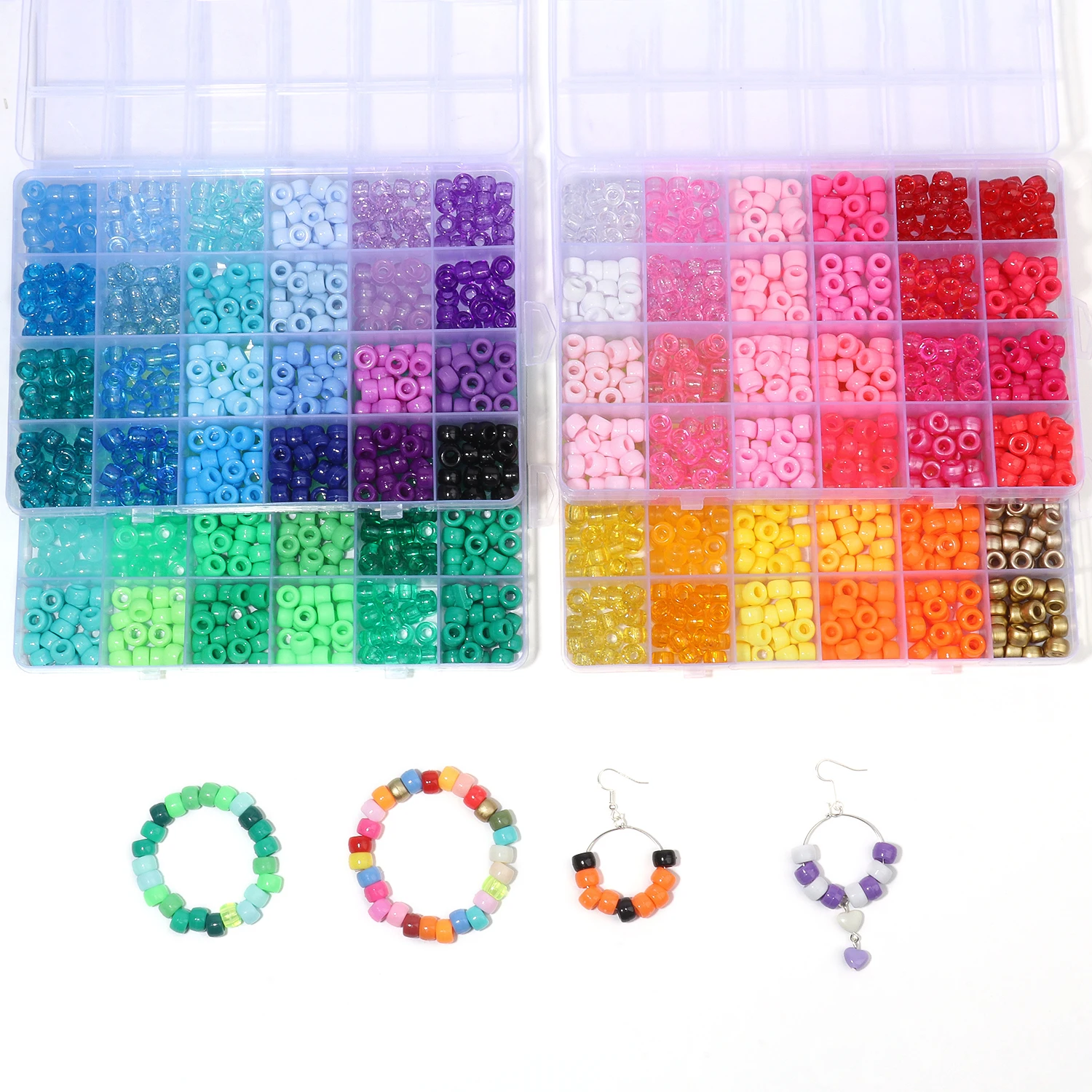 

480/650pcs/Box Multicolor Pony Beads Acrylic Big Hole Beads Set Jewelry Making DIY Gift for Kids Bracelets Hair Crafts Necklace