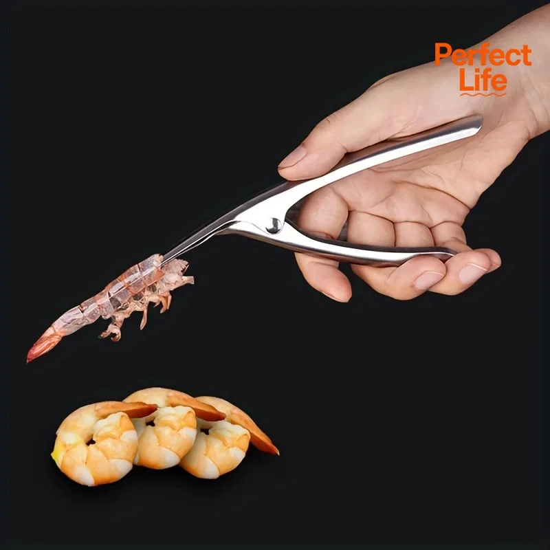 Stainless Steel Shrimp Deveined Device - Ergonomic Fishbone Design，Easy Shell Removal，Kitchen Seafood Preparation Gadget