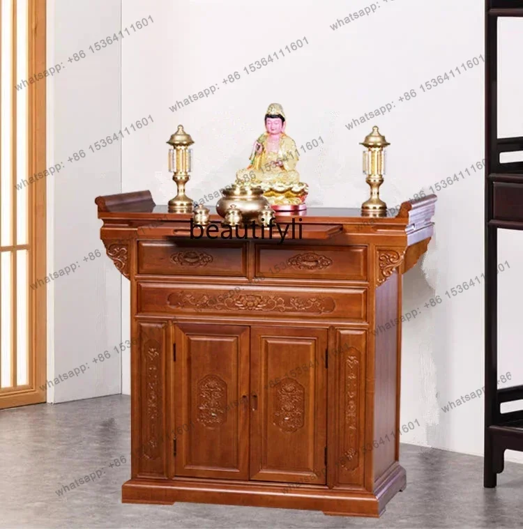

New Chinese Buddhist platform solid wood table incense case household Shentai Buddhist cabinet, simple God of Wealth table