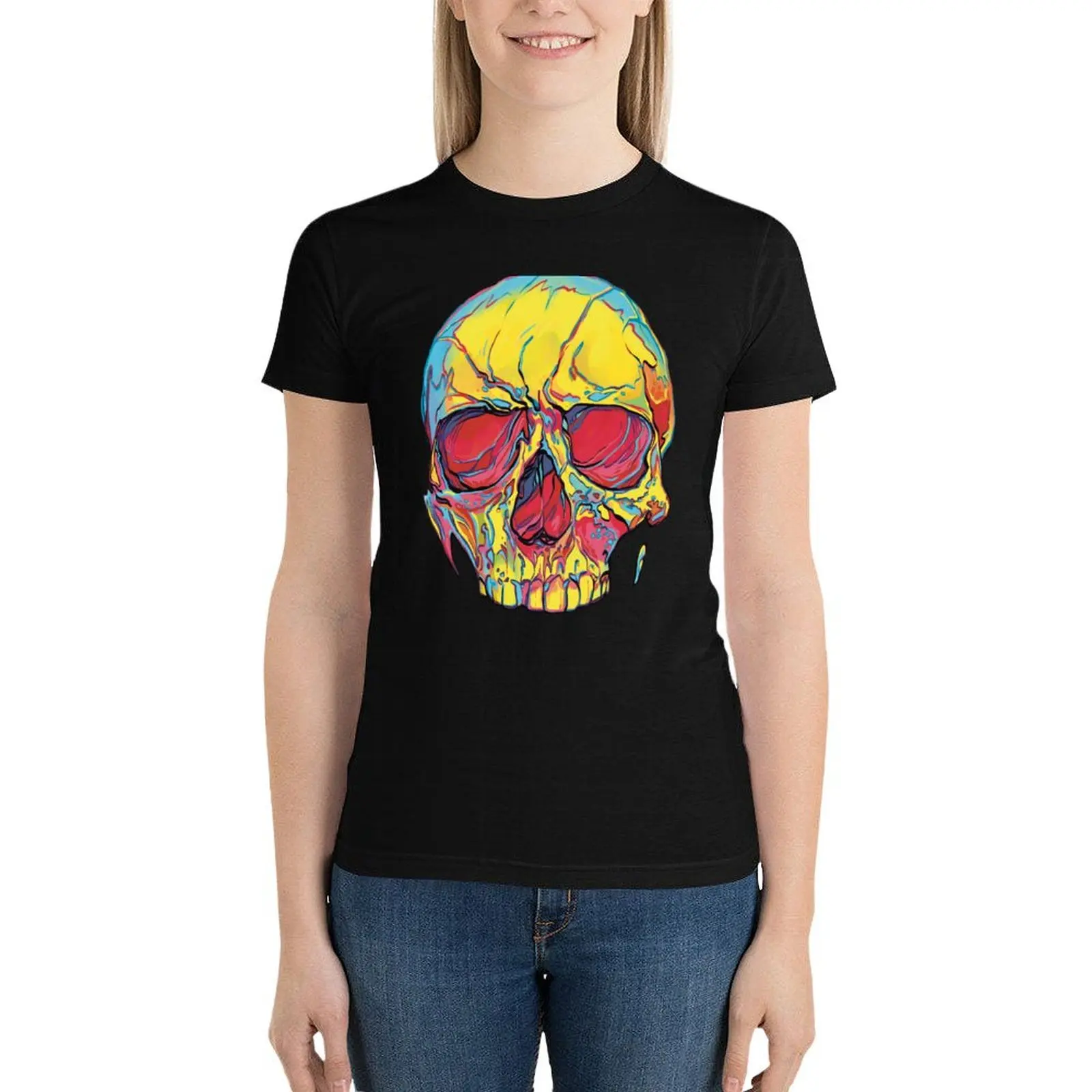 

Rainbow Skull T-Shirt hippie clothes animal print shirt for girls cute t-shirts for Women