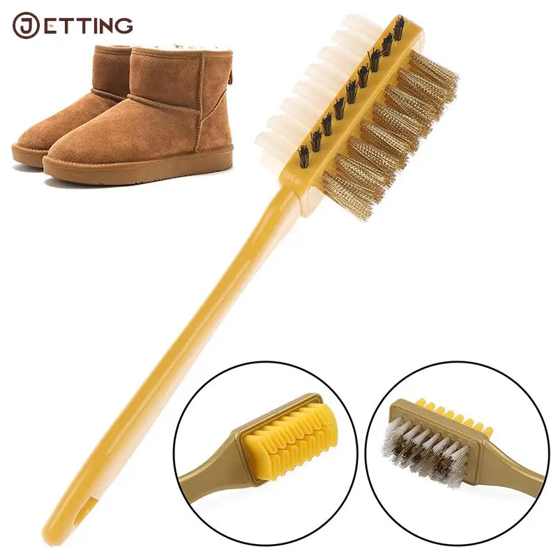 Fur Shoe Brush Natural Shine Polish Brush Wood Bristle Horse Hair Shoe Boot Brush Care Clean Multifunctional Leather Shoe Brush