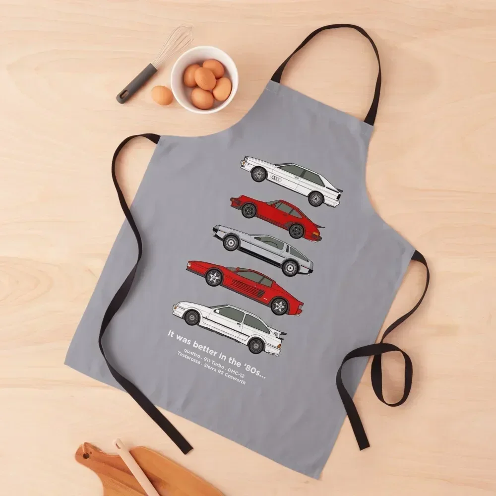 

1980's Iconic Classic Sports Cars Apron Waterproof Kitchen Woman For Cooking Apron