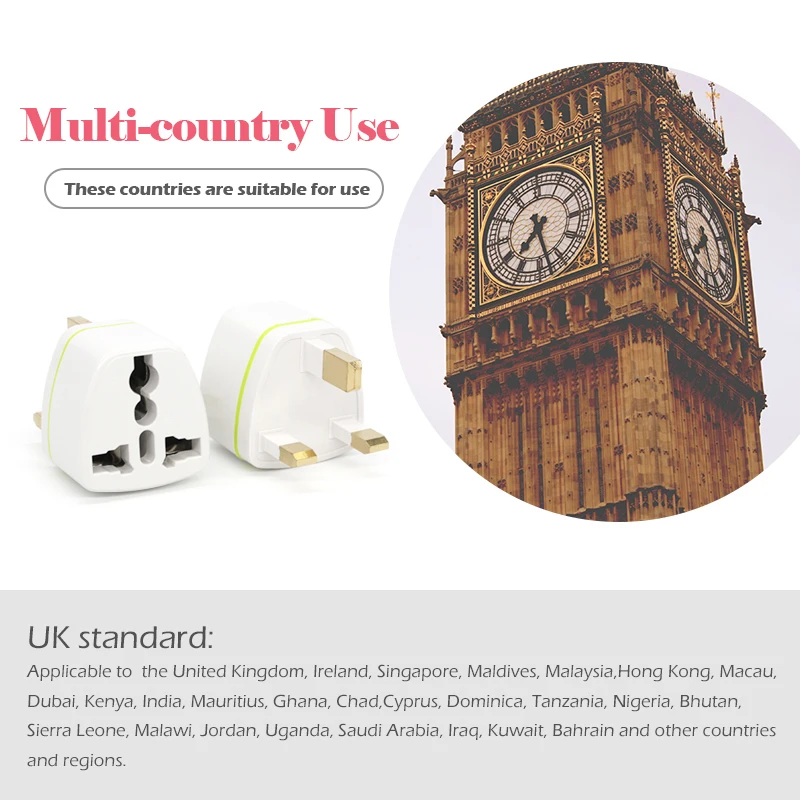 Universal EU US AU To UK Plug Travel Wall AC Power Charger Outlet Adapter Converter Socket England Singapore Malaysia Dubai HK
