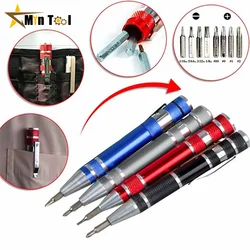 Multifunções bolso Precision Mini chave de fenda Pen Repair Tools Kit, Hand Tool Sets, 8 em 1