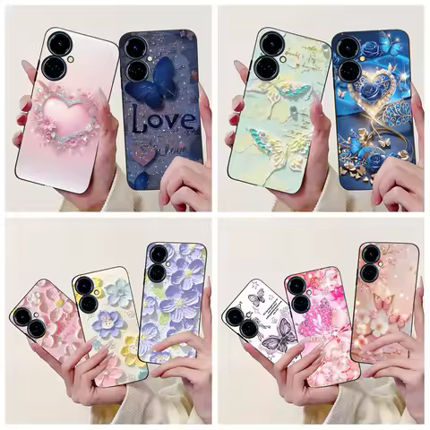 For Tecno Camon 19 Pro Case CI8 CI8n Silicone Cover Popular Butterfly Flower Soft Protector For Tecno Camon 19 Camon19 Neo Coque