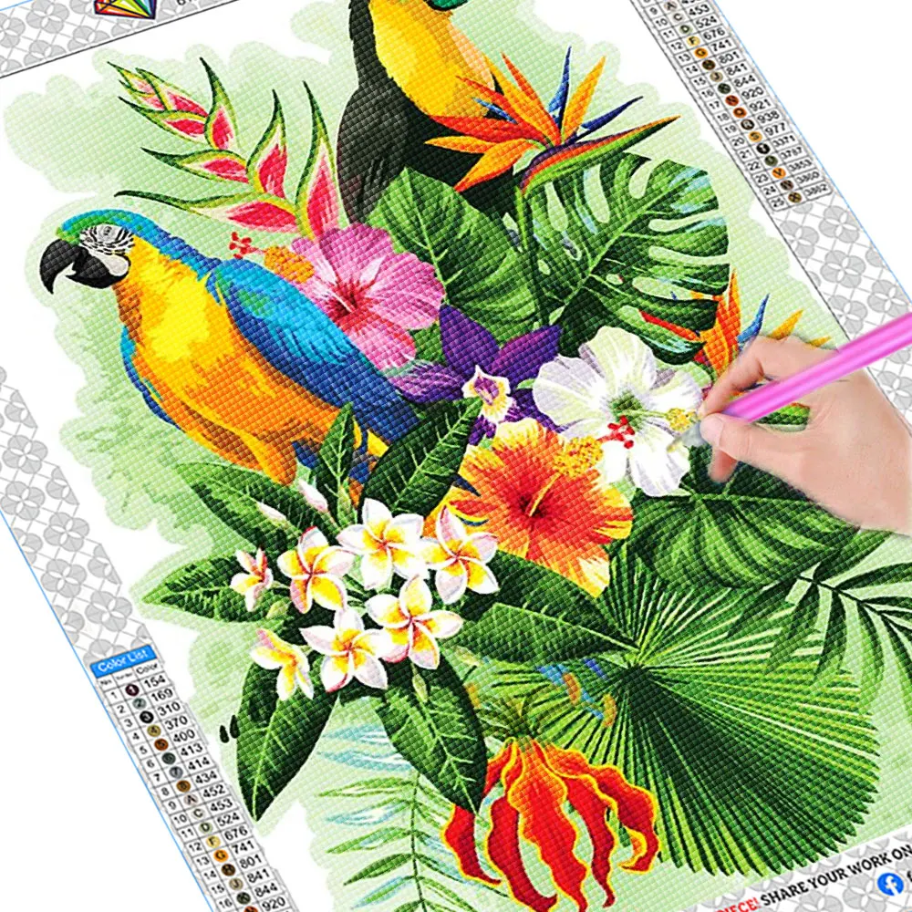 New Arrivals Diamond Painting Parrot Picture Of Rhinestones Diamond Mosaic Flower Landscape Needlework Home Decor Gift