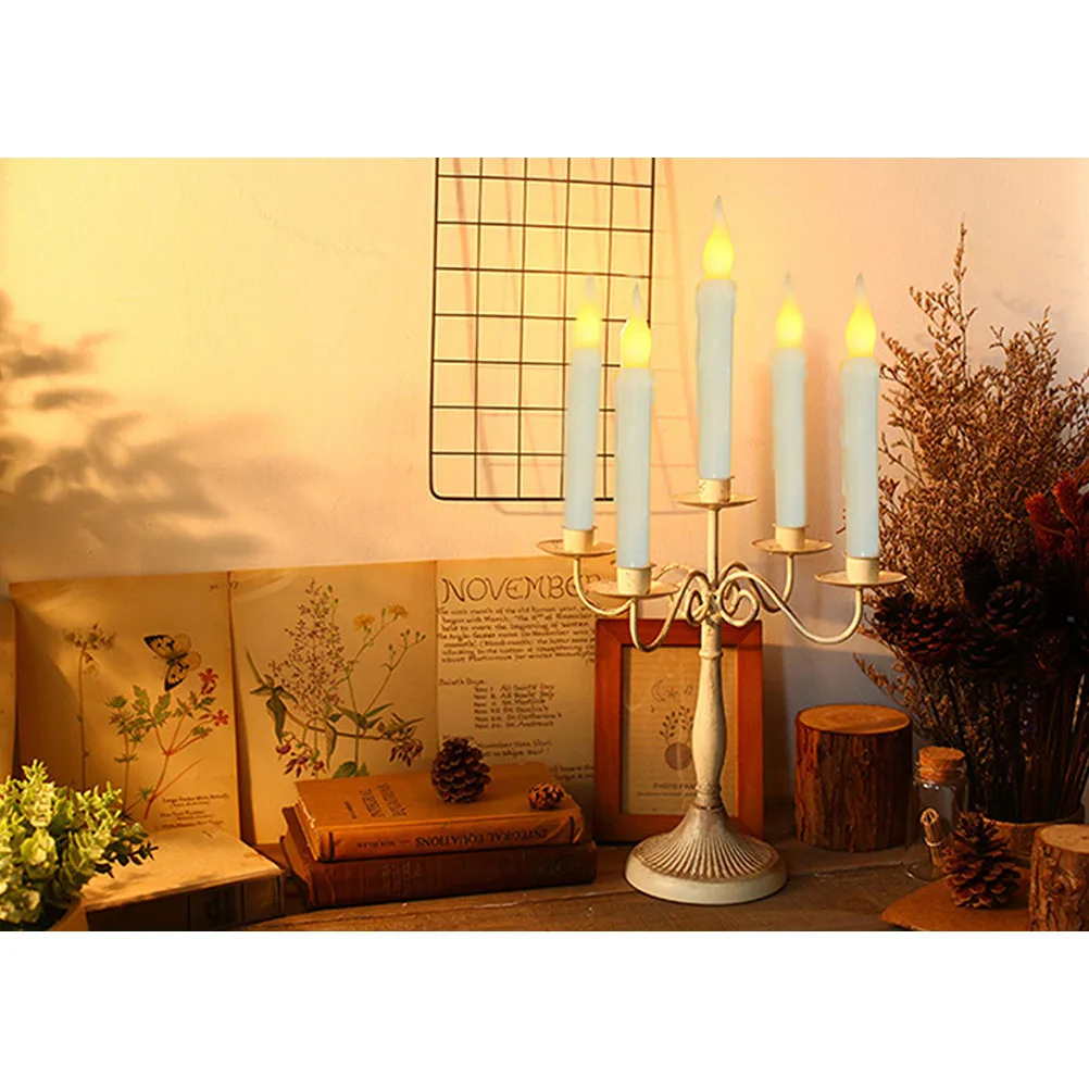 6Pcs LED Electronic Flameless Candles Slim Drip Flickering Yellow Light Operated Safe Decorative Lights