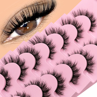 GROINNEYA Eyelashes 6D Natural False Lashes Fluffy Soft Cross Manga Lashes Wispy Natural Eyelash Extension Mink Lashes Makeup