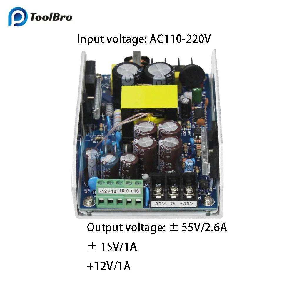 300W AC-DC PSU Digital Sound Power Amplifer Power Supply AC 110V-220V to Principal Voltage ±55V 2.6A Secondary Voltage ±15V ±12V