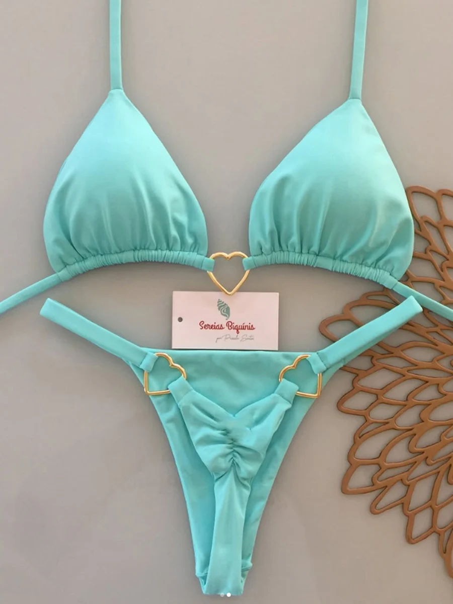 

Бикини с эффектом пуш-ап 2026, сексуальный женский купальник, бандо, комплект микро-бикини, пляжная одежда с лямкой на шее, бразильское бикини, женское