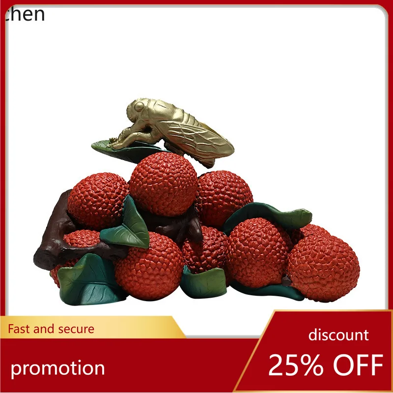 CZ Wealth and Fame Decorative Copper Ornament for Living Room, Small Lychee Craft, Birthday Gift