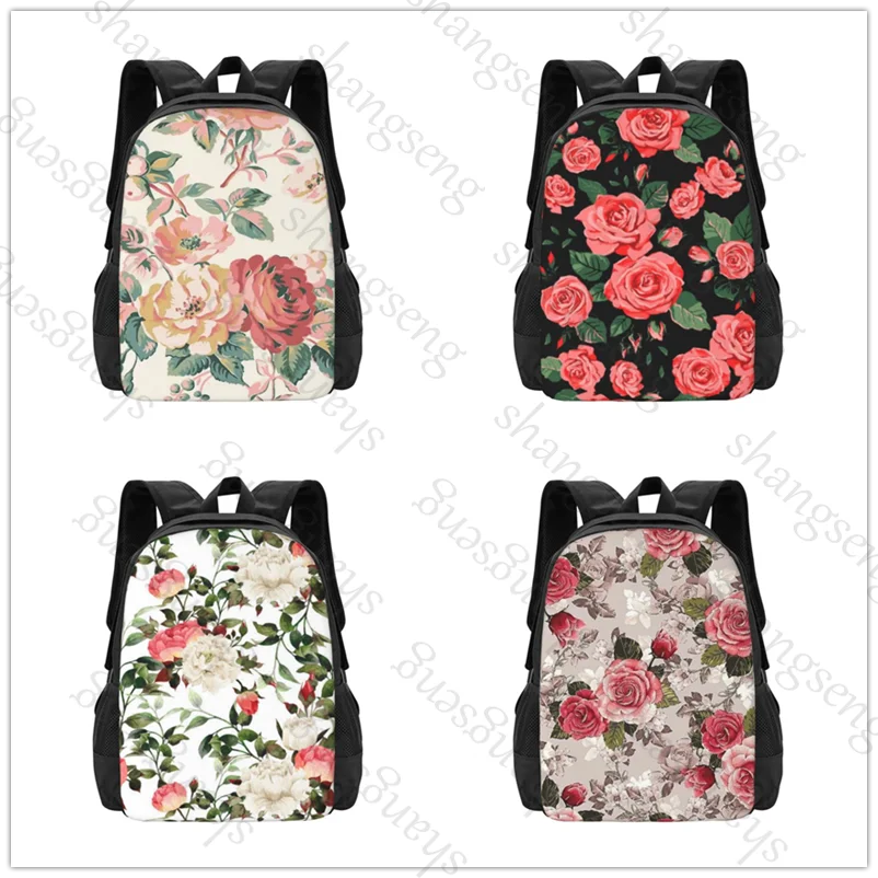 

Red Rose flower Backpack large capacity printed schoolbag for boys and girls teenagers leisure travel commuter backpack