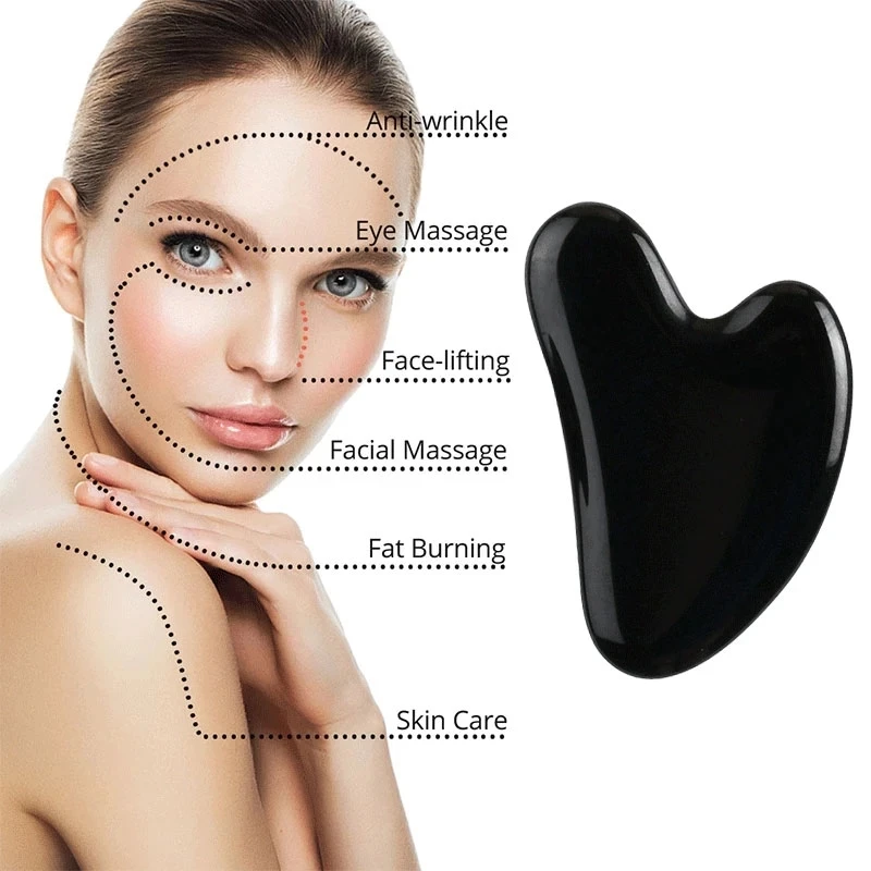 Natural Obsidian Jade Gua Sha Set Facial Lifting Anti-Aging SPA Massage Natural Skin Product Facial Body Massager