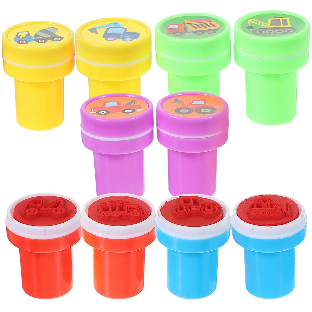 

20 Pcs Decor Construction Truck Stamp Diary Plastic DIY Scrapbook Decorate Cartoon Design Stamps Journal for Crafts Child