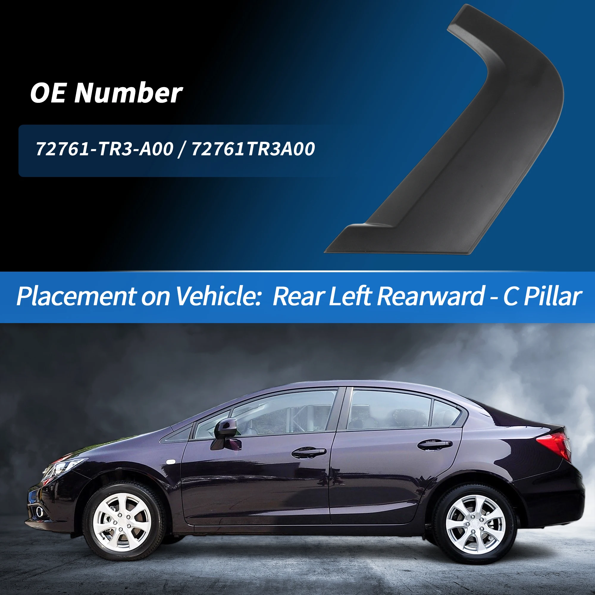 

UXCELL Rear Left C Pillar Window Cover Trim for Honda Civic 2012-2015 72761-TR3-A00