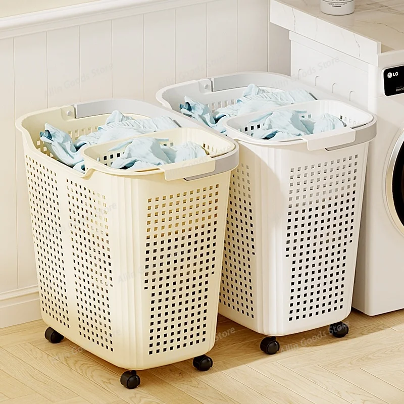 Laundry Hamper With Wheels And Lid Large Capacity Clothes Basket For Bathroom Storage Organizer For Family Kids Dorm Gift