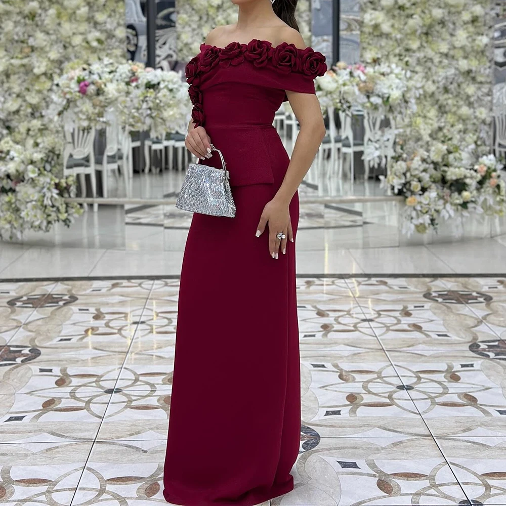 

Вечерние платья трапециевидной формы по индивидуальному заказу, длиной до пола, с открытыми плечами, без рукавов, платье для выпускного вечера, модные цветы, простое драпированное вечернее платье