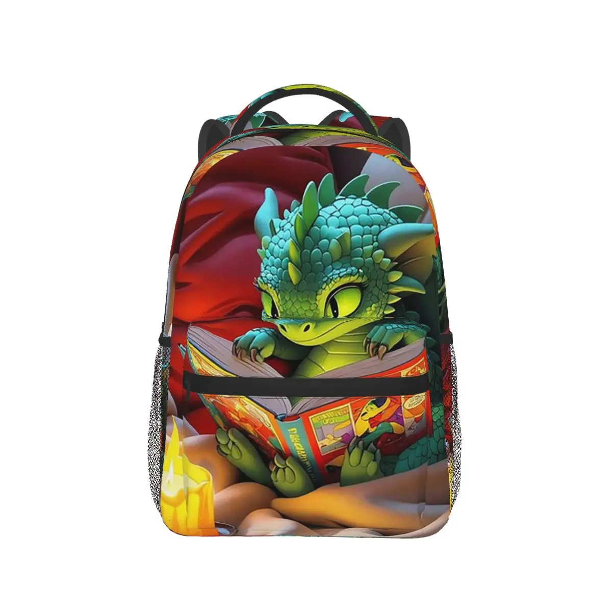 

Cute Dragon Reading Book Backpack Hot Sale Daypack Large Capacity Children BookBag School Bag Shoulder Bags for Men Women