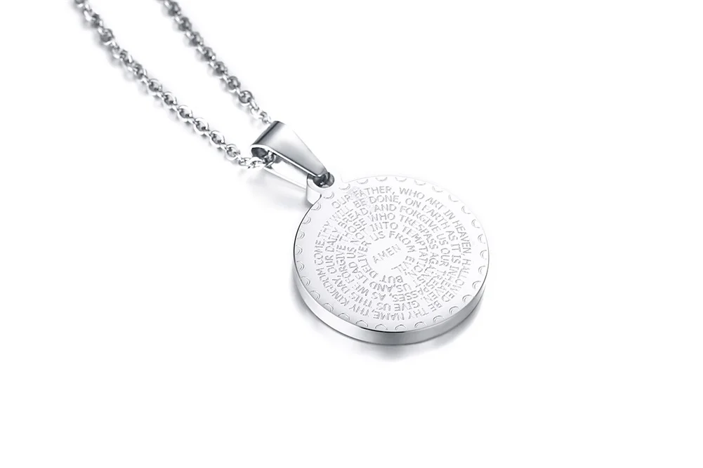 Mprain bow Herren Bibel Vers Gebet cz Halskette christlichen Schmuck Edelstahl beten Hände Münze Medaille Anhänger Halsketten – Detail 6
