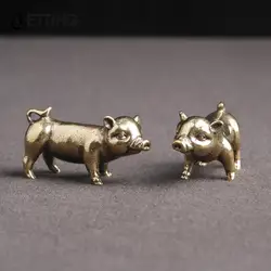 Figuritas de cerdo de bronce pequeñas creativas de latón, adornos colgantes de Metal del zodiaco chino, decoración de escritorio, decoración del hogar