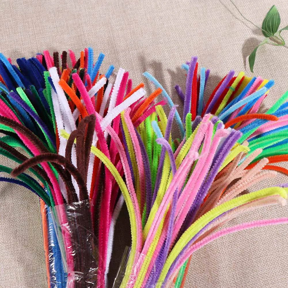 

100pcs Chenille Stems Anvil Wire Craft Pipe Educational Tinsel Stem DIY Strips Twist Bar Fluffy Colorful Wired Twist Sticks