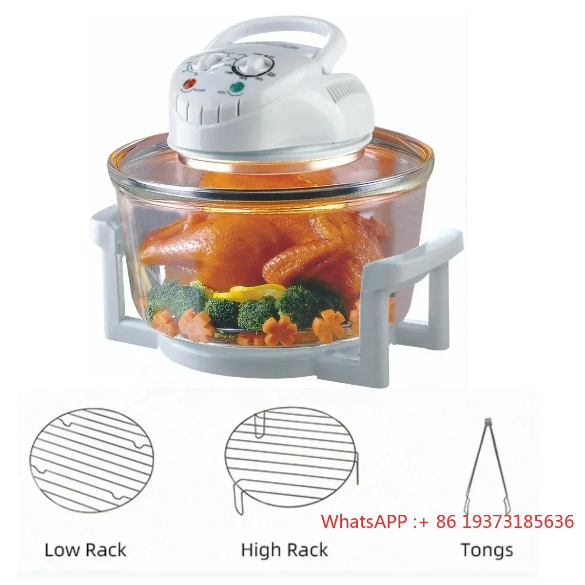 Multifunctional Halogen Air fryer Oven with Visible Cooking Window, Large Digital Toaster Oven with Accessories