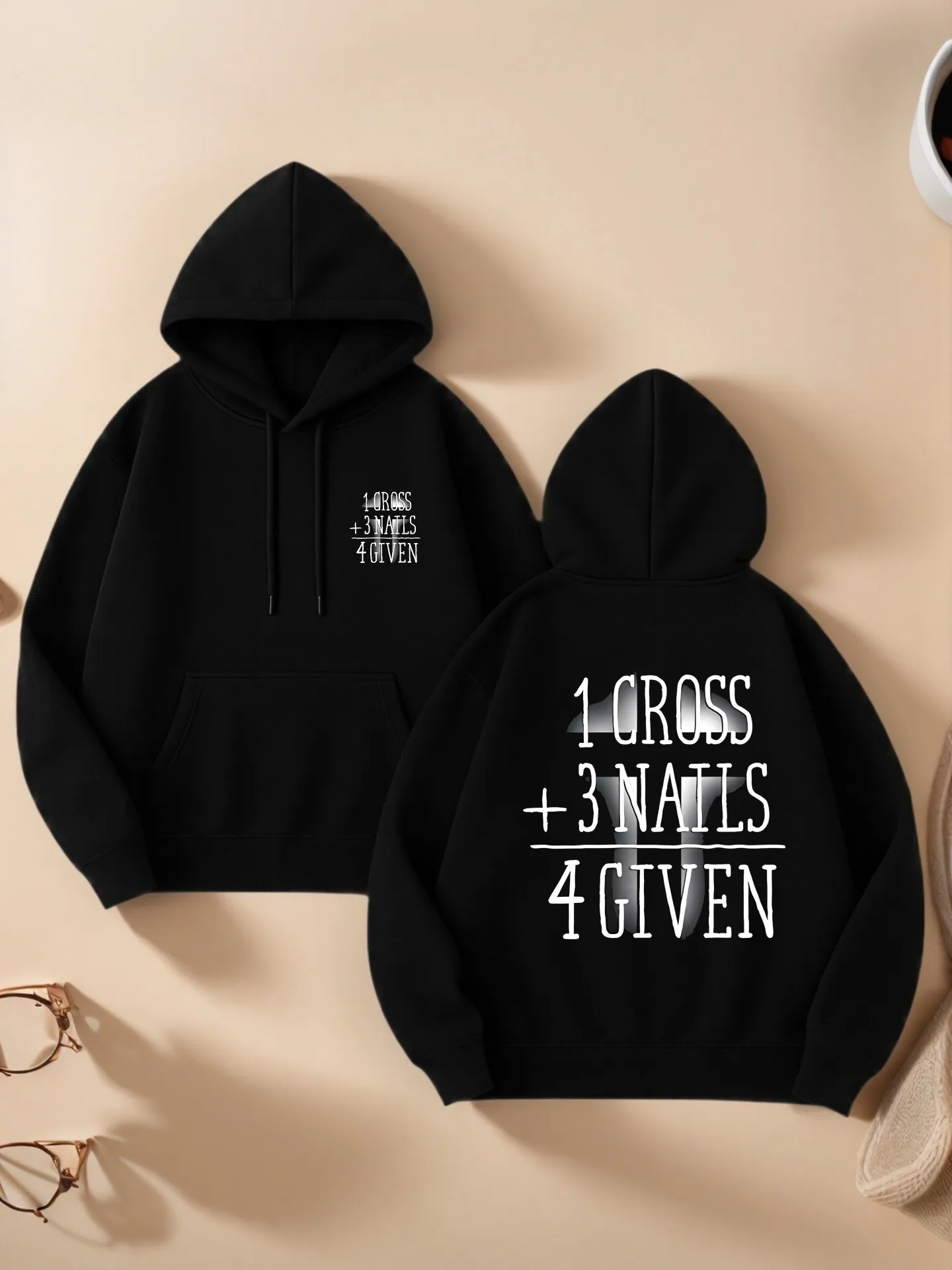 

Essential Hoodie, Letter Print, Aesthetic Style, Soft Fabric, Casual Everyday Wear, For Teens