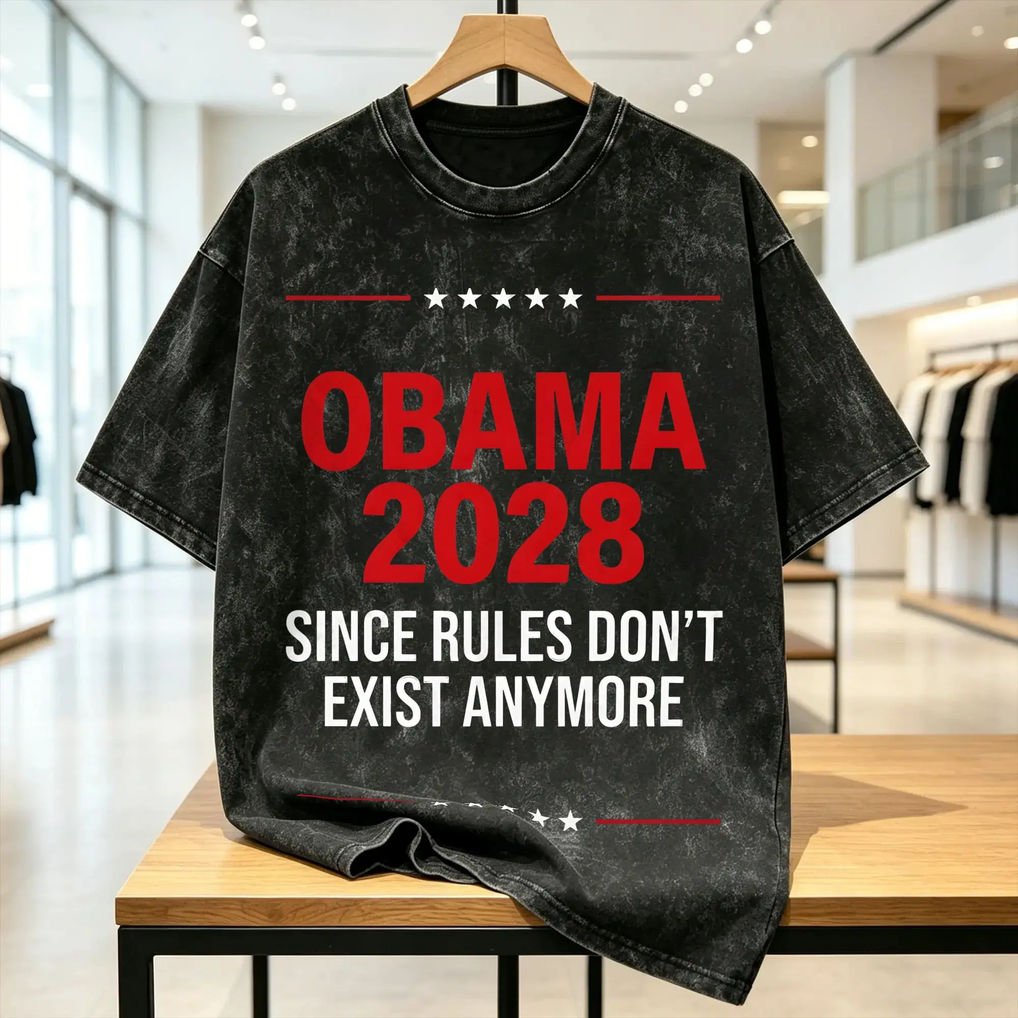 Men Women T Shirt Obama 2028 Since Rules Don't Exist Anymore Washed T-Shirts Beach Tees Aesthetic Cotton Clothes Plus Size 2XL