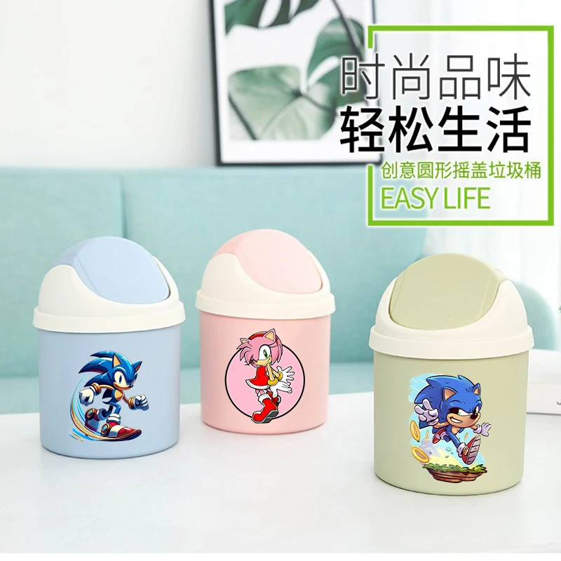 

Soniced Desktop Trash Can Household Living Room Flip Garbage Bin Student Dormitory Anime Pattern Storage Bucket Birthday Gift