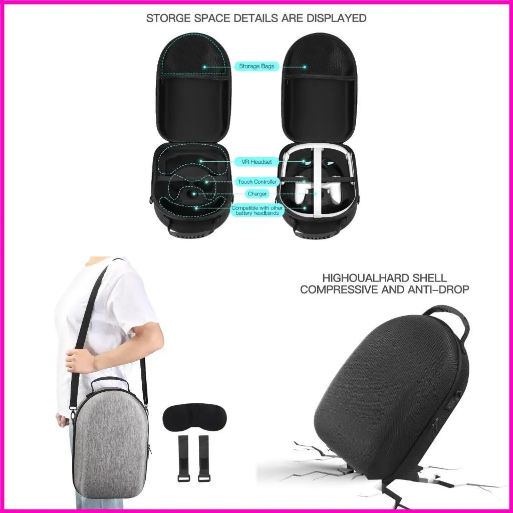 クエスト3のハードケース3 VRヘッドセットメガネゲームコントローラーキャリングケース