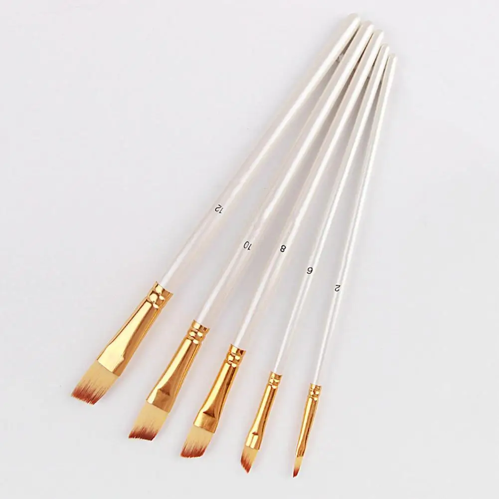 5Pcs Convenient Paint Brush Simple to Control Painting Pen Nylon Wool Good Tenacity Drawing Pen  DIY