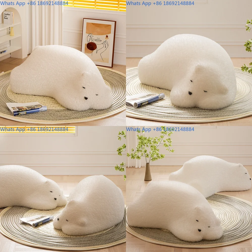 

Lazy Bear Animal Floor Chair Single Sofa Creative Low Stool Living Room Polar Bear Sitting Pouf