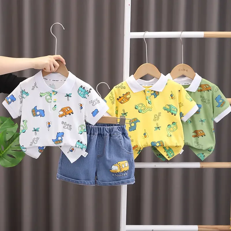 

Summer Kids Clothes Suit Children Boys Dinosaur Suit T Shirt Shorts 2Pcs/Set Toddler Fashion Clothing Infant Kids Tracksuits