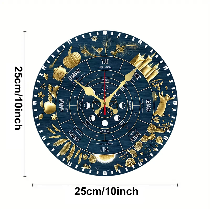 Rabbit Harvest Theme Wooden Round Silent Hanging Wall Clock, Suitable For Living Room, Office,Study Room,Bedroom,Home Decoration