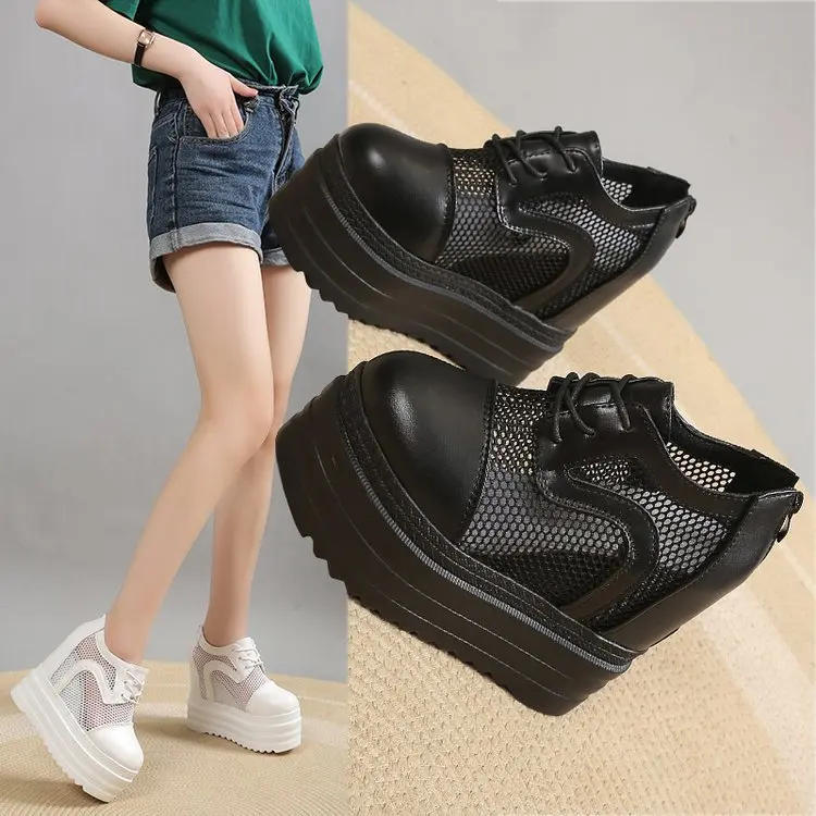 Shoes Woman 2024 Modis Round Toe Casual Female Sneakers Clogs Platform Increas Height New Cute Creepers Summer Breathable Cross